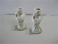 Pair 6.5" Vtg Porcelain Candle Holders See Info