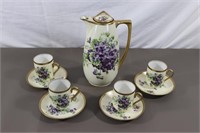 Austrian hand painted and signed Cocoa set