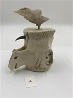 Native Whale Bone Carving Bird Motifs