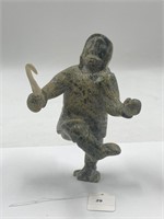 Inuit Hunter Serpentine And Antler Statue