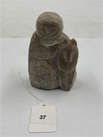 Inuit Husky And Hunter Soapstone Carving
