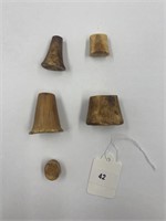 Lot Of 5 Antique Native Alaskan Bone Labrets