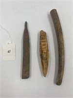 Lot Of 3 Misc. Native Alaskan Bone Tools