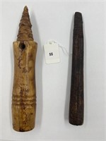 2 Antique Native Alaskan Bone Harpoon Foreshafts