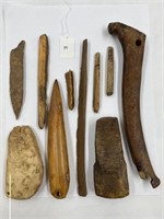 10 Misc. Antique Native Alaskan Bone Tools