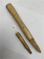 2 Antique Native Alaskan Bone Harpoon Foreshaft