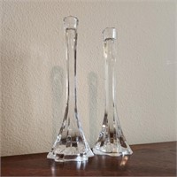 Pair of Slovakian Crystal Candle Holders