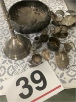 Silver bowl and several silver pieces