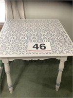 Wooden table painted white w/decor - 30"H x