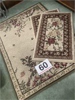 64 x 46 area rug and 2 - 40 x 24 throw rugs