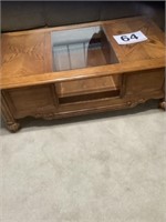 Coffee table with glass insert - 2 drawers - nice