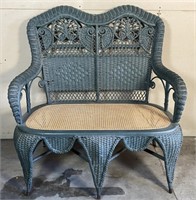 Antique Wicker Settee Love Seat