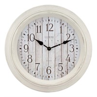 La Crosse Clock 14 Inch Distressed White Barn wood