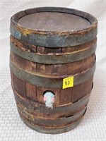 Antique Wood Barrel w/ Toy Mouse