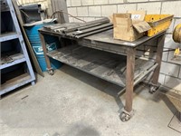Plate Topped Mobile 2 Tiered Workbench Approx 1.8m