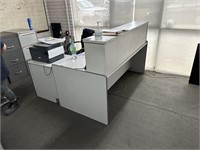 Grey Office Desk with Elevated Counter Top