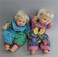 Lot of 2 Vintage Gi-Go Toy Beanie Clown Dolls 7.5"