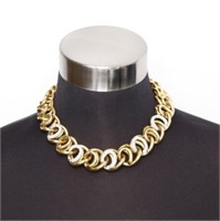 18K Yellow Gold Pave Diamond Link Necklace