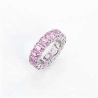 18K White Gold Pink Sapphire Eternity Band Size 7