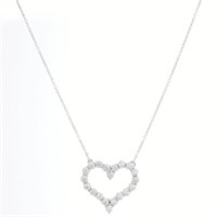 18K White Gold Diamond Heart Necklace 3.21 cts