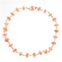 Carvin French 18K Yellow Gold and Coral Necklace