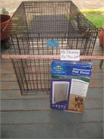 Folding Animal Crate & Aluminum Pet Door