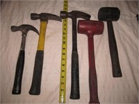 5pc Hammers - Dead Blow, Carpenter, Rubber