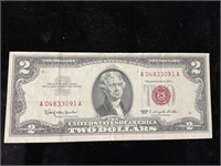 1963 UNCIRCULATED 2 DOLLAR RED SEAL NOTE