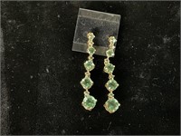 STERLING SILVER EAR RINGS WITH GREEN STONES