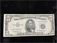 1953 5 DOLLAR SILVER CERTIFICATE STAR NOTE