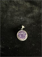 STERLING SILVER PENDANT WITH PURPLE STONE