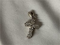 STERLING SILVER CROSS PENDANT WITH STONES