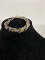 STERLING BRACELET WITH GREEN STONES