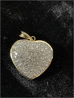 14 KT GOLD HEART PENDANT  WITH STONES