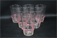 6 VICTORIAN BLOWN ART GLASS TUMBLERS