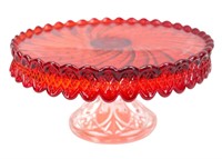 RUBY AND CLEAR DIAMOND POINT SWIRL CAKE STAND