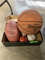 Box w/ Football, Basketball & Other Balls