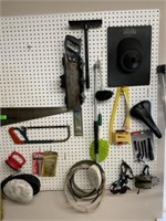 Straps, Level & All Misc Hanging on Pegboard