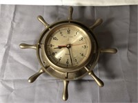 Brass Ship's Wheel Wall Clock
