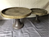 Two Wood and Tin Cake Stands
