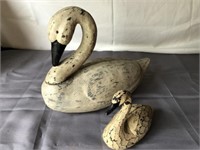 Two Imported Carved Wood Geese