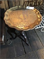 Brass and Mahogany Tilt Top Table