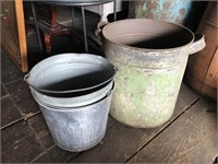 Lard Can with Two Galvanized Pails