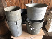 Six Galvanized Buckets