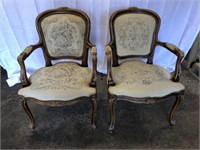 Two Needlepoint French Style Armchairs