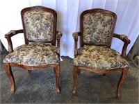 Two Floral Upholstered Armchairs