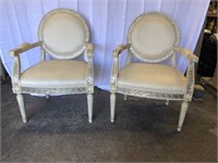 Two Contemporary White Upholstered Armchairs