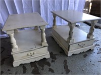 Two White Painted End Tables