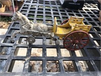 Cast Metal Horse and Carriage