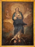 After Murillo Immaculate Conception Oil, 19th C